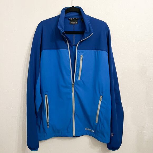 Marmot MS Jacket Mens Large Windbreaker Full Zip Lightweight Blue Outdoors - Picture 1 of 6